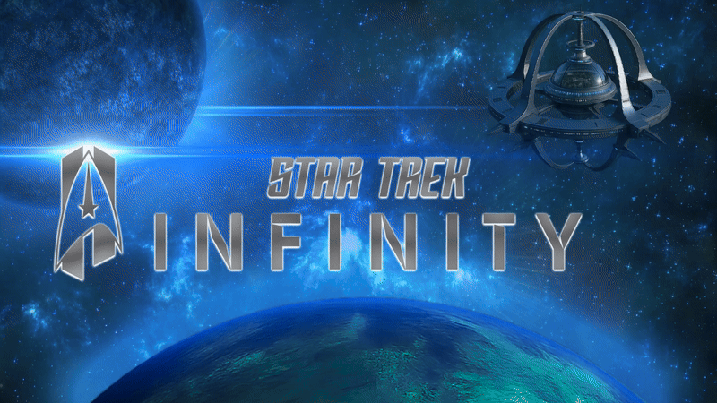 Animiertes Star Trek Infinity Logo mit Light-Sweep-Effekt